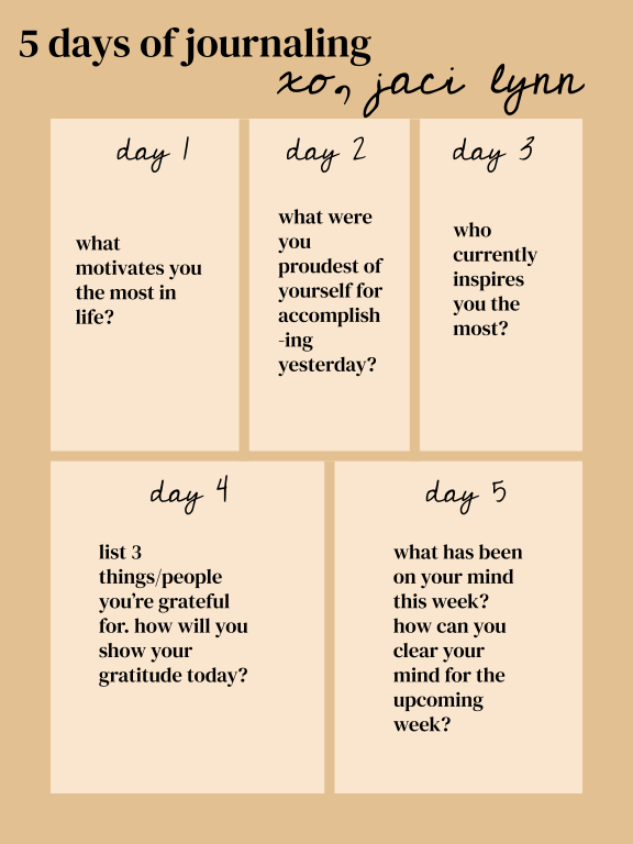 5 days of journaling prompts