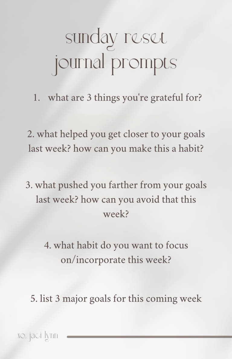 sunday reset journaling prompts!